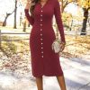 Womens Sweater Dress Fall Teacher Oufits 2025 Long Sleeve Business Casual Bodycon Split Ribbed Knit Midi Dresses