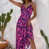 Women Summer 2025 Maxi Dress Vacation Floral Spaghetti Strap Spring Casual Boho Split Beach Long Flowy Sundress