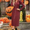 Womens Sweater Dress Fall Teacher Oufits 2025 Long Sleeve Business Casual Bodycon Split Ribbed Knit Midi Dresses