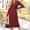 Womens Sweater Dress Fall Teacher Oufits 2025 Long Sleeve Business Casual Bodycon Split Ribbed Knit Midi Dresses