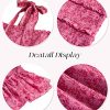 Womens Summer Ruffle Smocked Mini Dress Sleeveless Floral Print Tiered Tie Slim Fit Short Dresses