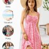 Women's Spring Sweetheart Neckline Tie Strap Summer Sundresses Sleeveless Mini Dress with Pockets