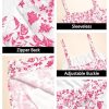 Womens Floral Mini Dress Spaghetti Strap Sleeveless Tie Back Ruffle Summer Tiered Dresses