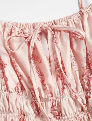 Womens Summer Mini Dress 2025 Spaghetti Strap Square Neck Sleeveless Smocked Tiered Cute Floral Flowy Sundresses