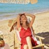 Women's 2025 Summer Dress Spaghetti Strap Casual Boho Beach Vacation Outfits Drawstring Ruffle Hem Sundress Trendy