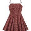 Women's Ditsy Floral High Waist Cami Short A Line Dress