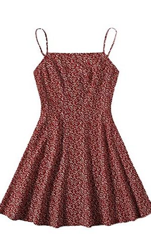Women's Ditsy Floral High Waist Cami Short A Line Dress