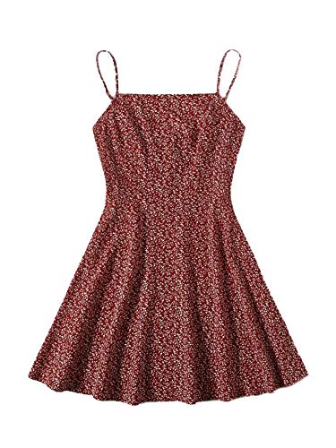 Women's Ditsy Floral High Waist Cami Short A Line Dress