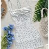 Women's Summer Ditsy Floral Mini Dress Backless Tie Short Sun Dresses
