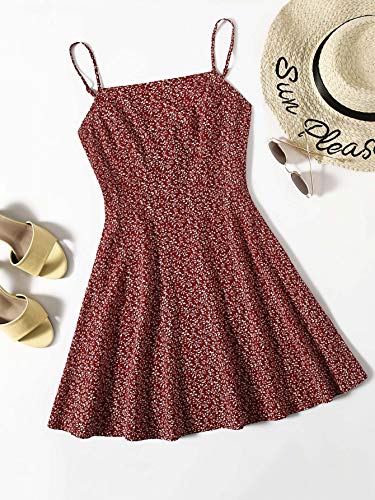 Women's Ditsy Floral High Waist Cami Short A Line Dress