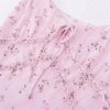 Women's Floral Bubble Sleeve A- Line V-Neck Dress Slimming Waist Long Holiday Dresses