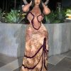 Women's Furry Halter Dress - Hollow Camisole Split Wave Prom Gown