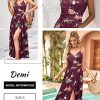 Women Summer 2025 Maxi Dress Vacation Floral Spaghetti Strap Spring Casual Boho Split Beach Long Flowy Sundress