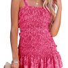 Womens Summer Ruffle Smocked Mini Dress Sleeveless Floral Print Tiered Tie Slim Fit Short Dresses