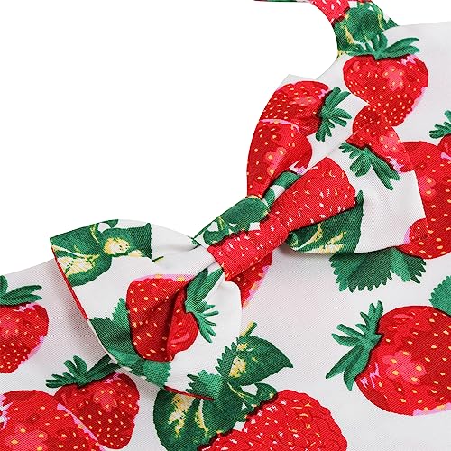 Girls 50s Sweetheart Vintage Flower Swing Straps Prom Dress with Polka Dots 3-11Years