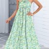 Women's Summer Dresses Halter Neck Sleeveless Backless Flowy A Line Boho Maxi Dress
