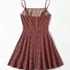 Women's Ditsy Floral High Waist Cami Short A Line Dress