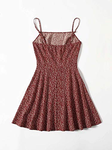 Women's Ditsy Floral High Waist Cami Short A Line Dress