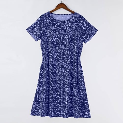 Beach Dresses for Women 2025 Summer Trendy Floral Print Boho Vacation Dress Casual Short Sleeve Flowy Midi Dress with Pockets