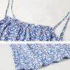 Women's Summer Spaghetti Strap Floral Print High Waist Ruched Holiday Short Cami Dress
