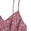 Women's Sleeveless V Neck Daisy Floral Short A Line Swing Cami Dress