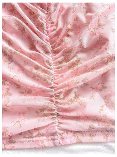 Women's Floral Mini Dress Ruched Going Out Summer Short Sundresses