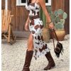 Women's Western Cowgirl Dress Boho Bodycon Long Slit Thigh Cami Dresses