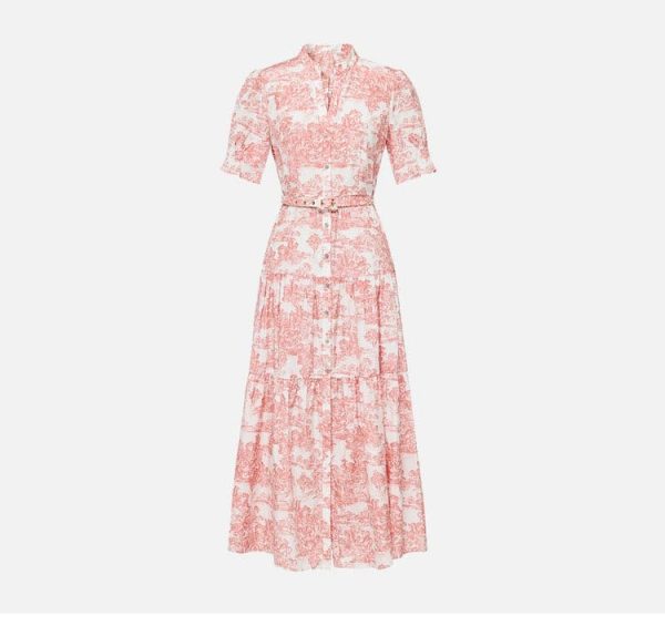 Women's Dress Printed Summer Casual Slim-Fit Waist-Tie Dresses for Women