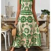 Women's Vintage Sleeveless Tie Shoulder Sundress Floral Print Cami Maxi Dress
