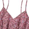 Women's Sleeveless V Neck Daisy Floral Short A Line Swing Cami Dress