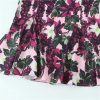 Women's Floral Print Dress with Heart Shaped Collar Slim Fit Straps Side Zipper Long Maxi Skirt