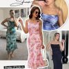 Women Summer Floral Mesh Wedding Guest Cocktail Spaghetti Strap Dress