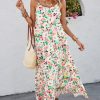 Women Summer Dresses 2025 Spaghetti Strap Scoop Neck Floral Maxi Dress Flowy Boho Long Sundress with Pockets