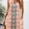 Women's Casual Sundress with Pockets Summer Beach Dress Floral T-Shirts Dress V Neck Loose Tank Dresses