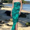 Women's Summer Maxi Dresses 2025 Bodycon Floral Sexy Spaghetti Strap Side Slit Party Cocktail Wedding Guest Mesh Long Dress