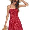 Spaghetti Strap Floral Mini Dress Women's Casual Ruched Front Drawstring Swing Sundress